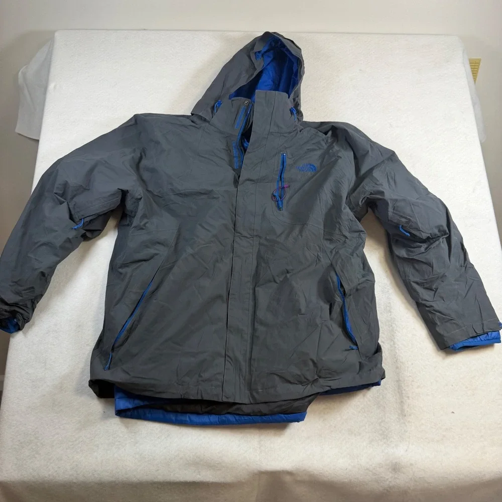 The North Face Mens 3-in-1 Triclimate Jacket Gray Blue Waterproof Hooded XXXL